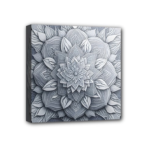 Flower Ornament Graphic Ornate Mini Canvas 4  X 4  (stretched)