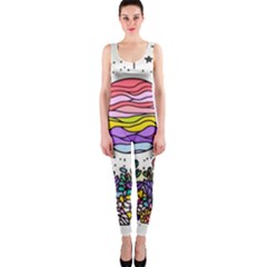 Rainbow Fun Cute Minimal Doodles One Piece Catsuit