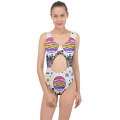 Rainbow Fun Cute Minimal Doodles Center Cut Out Swimsuit