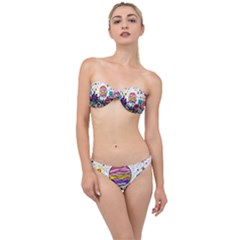 Rainbow Fun Cute Minimal Doodles Classic Bandeau Bikini Set