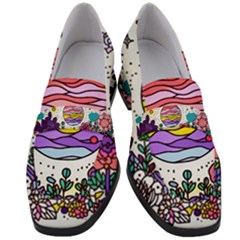 Rainbow Fun Cute Minimal Doodles Women s Chunky Heel Loafers
