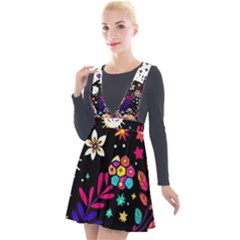 Rainbow Fun Cute Minimal Doodle Plunge Pinafore Velour Dress