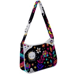 Rainbow Fun Cute Minimal Doodle Zip Up Shoulder Bag