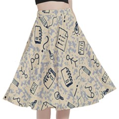 Graphic Decor Backdrop A-line Full Circle Midi Skirt With Pocket