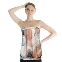 Abstract Pastel Waves Organic Strapless Top by Grandong