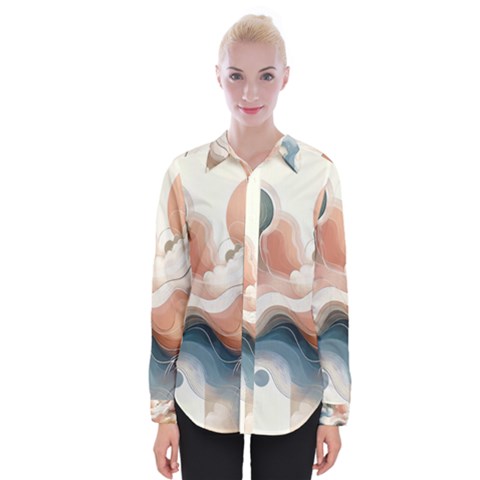 Abstract Pastel Waves Organic Womens Long Sleeve Shirt by Grandong