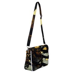Abstract Shiny Pattern Shoulder Bag With Back Zipper