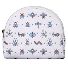 Insects Icons Square Seamless Pattern Horseshoe Style Canvas Pouch by Bedest