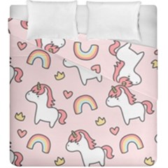 Cute Unicorn Rainbow Seamless Pattern Background Duvet Cover Double Side (king Size)