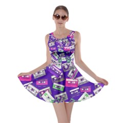 Classic Cassettes Tape Blue Violet Double Sided Skater Dress by CoolDesigns