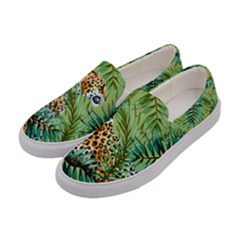 Pale Green Hot Cute Cat Animals Tiger Pattern Womens Canvas Slip Ons by CoolDesigns