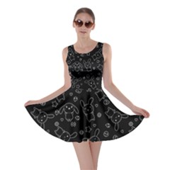 Black Pattern Doddle Kawaii Skater Dress
