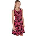 Deep Pink Funny Dinosaurs Pattern Knee Length Skater Dress With Pockets View3
