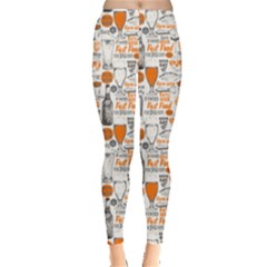 Wine & Food Orange Purple Pattern With Wine Glasses Leggings