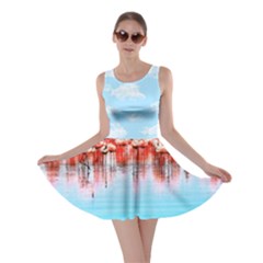 Ocean Flamingo Light Blue Skater Dress