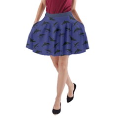 Dark Slate Blue Shark A-line Pocket Skirt