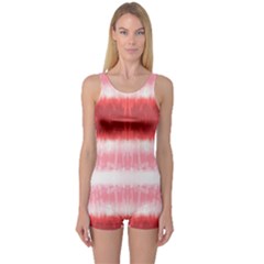 Red Stripes One Piece Boyleg Swimsuit by CoolDesigns