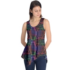 Black Neon Rainbow Colorful Laser With Random Beams Sleeveless Tunic Top by CoolDesigns