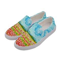 Light Blue Paisley Damask Floral Womens Slip Ons