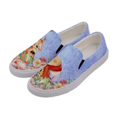 Violet Cute Woodland Animals Pattern Womens Canvas Slip Ons by CoolDesigns