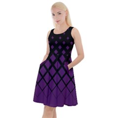 Indigo Black Gradient Rhombuses Design Knee Length Skater Dress With Pockets by CoolDesigns