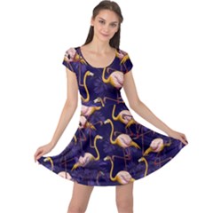 Vintage Flamingos Dark Purple Cap Sleeve Dress by CoolDesigns