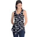 Black Pattern Hipster White Mustache Sleeveless Tunic Top View1