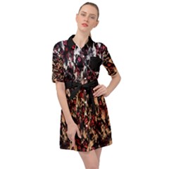 Red Butterfly Floral Belted Shirt Dress by CoolDesigns