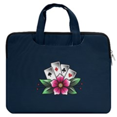 Dark Navy Hearts Poker Printed Carrying Handbag 16  Double Pocket Laptop Bag  by CoolDesigns