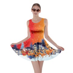 Orange Gradient Santa Xmas City Double Sided Skater Dress by CoolDesigns