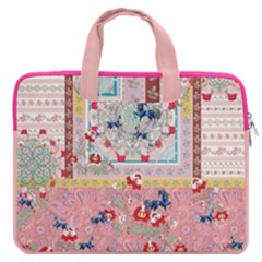 Carousel Horse Floral Hot Pink Patchwork Double Pocket Laptop Bag (16 ) by CoolDesigns