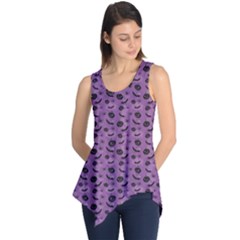 Purple Halloween Pumpkins Bats And Spiders Grungy Sleeveless Tunic Top by CoolDesigns