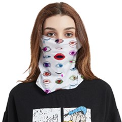 Eyes Pattern White Face Covering Bandana (two Sides) by CoolDesigns