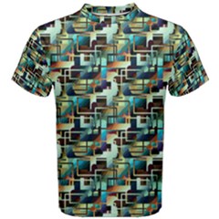 Colorful Aquamarine Abstract Geometric Pattern Cotton Tee by CoolDesigns