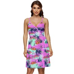 Mint & Violet Hawaii Hibiscus V-neck Pocket Summer Dress  by CoolDesigns