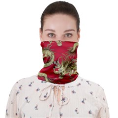 Classic Dragon Bright Red Japanese Pattern Face Mask Bandana by CoolDesigns