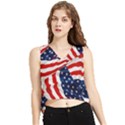US Flag Red & Blue V-Neck Cropped Tank Top View1
