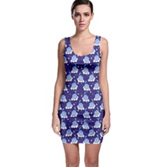 Navy Blue Tone Cute Cats Pattern Bodycon Dress by CoolDesigns