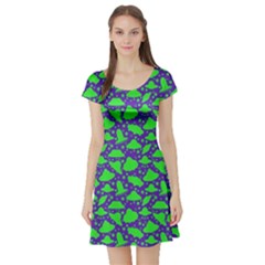 Ufo Neon Green Short Sleeve Skater Dress by CoolDesigns