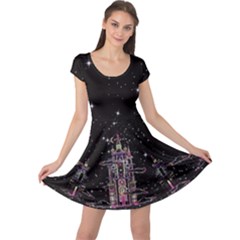 Night Sky Stars Black Cap Sleeve Dress by CoolDesigns