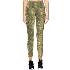 Green Leather Animal Reptile Pattern Pocket Leggings  by CoolDesigns