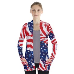 Memorial Flag Open Front Pocket Cardigan by CoolDesigns