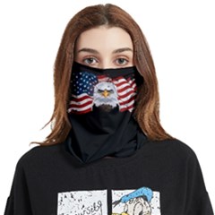 Eagle Black American Usa Flag Print Seamless Face Covering Ear Loops Bandana (two Sides) by CoolDesigns