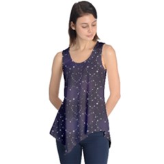Blue Pattern Star Heart In Night Sky Sleeveless Tunic Top by CoolDesigns