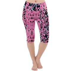 Paint Pink Leopard Print Stretchy Lightweight Velour Cropped Yoga Leggings by CoolDesigns