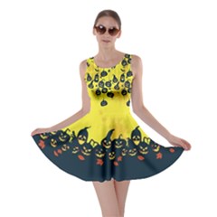 Yellow & Cadet Blue Pumpkin Night Skater Dress by CoolDesigns