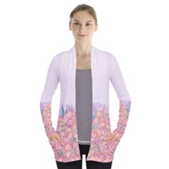Growing Rosey Open Front Pocket Cardigan by CoolDesigns