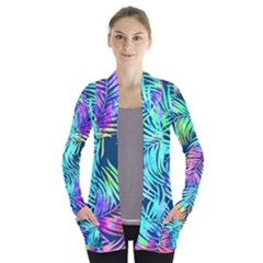 Tropical Leaves Open Front Pocket Cardigan by CoolDesigns