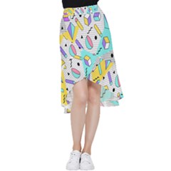 Tridimensional Pastel Shapes Background Memphis Style Frill Hi Low Chiffon Skirt