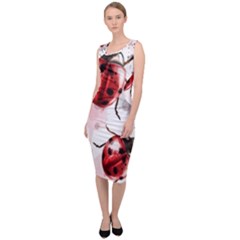 Ladybugs Pattern Texture Watercolor Sleeveless Pencil Dress